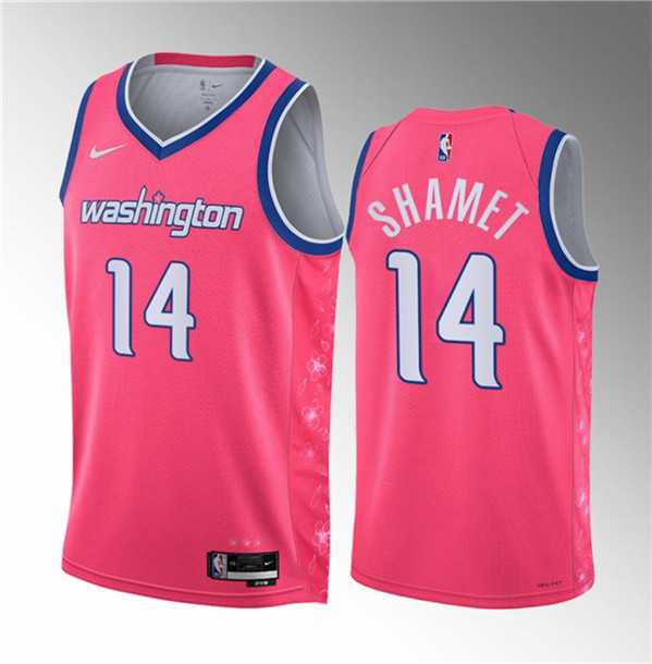 Men%27s Washington Wizards #14 Landry Shamet Pink 2023 Draft City Edition Stitched Jersey->washington wizards->NBA Jersey